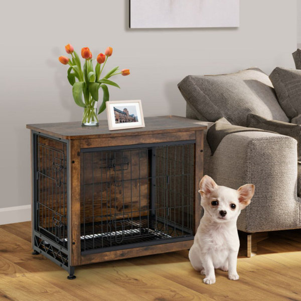 Tucker Murphy Pet™ Wooden Dog Crate Furniture With Tray And Double Door